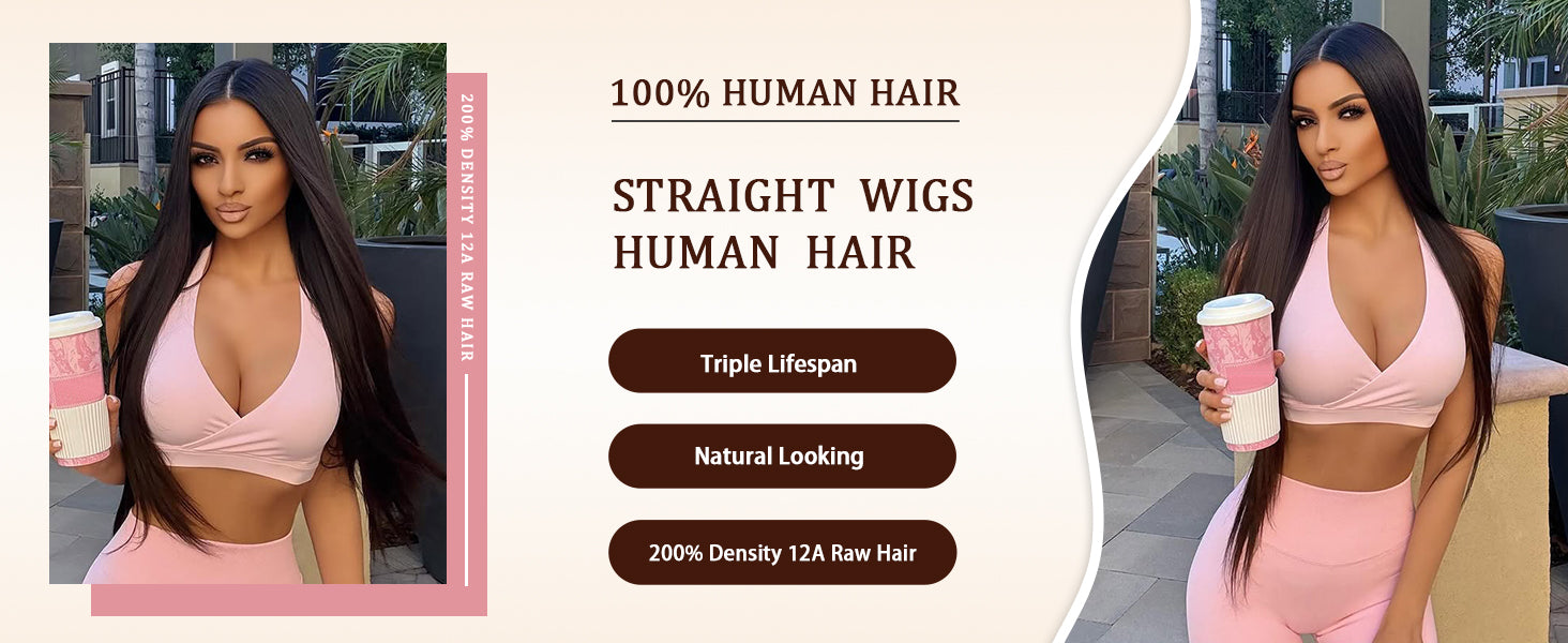 Draylith 30 Inch 13x6 Lace Front Wigs Human Hair Wig 200 Density HD Transparent Straight Lace Frontal Wigs For Women Glueless Wig Pre Plucked With Baby Hair Natural Color