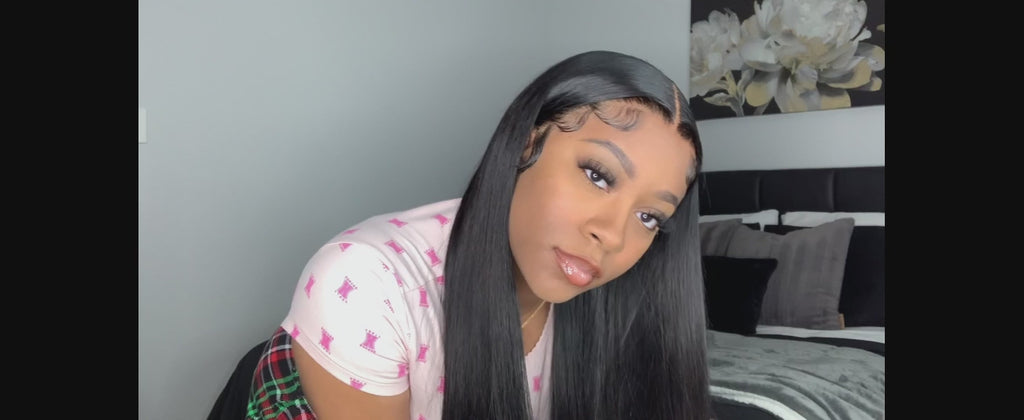 Draylith 30 Inch 13x6 Lace Front Wigs Human Hair Wig 200 Density HD Transparent Straight Lace Frontal Wigs For Women Glueless Wig Pre Plucked With Baby Hair Natural Color